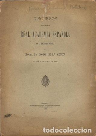 Libros: VI&Ntilde;AZA, Conde de.- - Discurso. Contestaci&oacute;n de Alejandro Pidal y Mon. - Foto 1