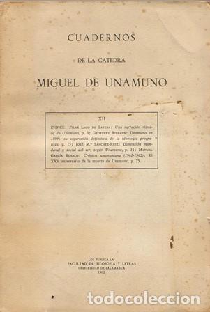 Libros: CUADERNOS DE LA CATEDRA MIGUEL DE UNAMUNO, n&ordm;XII.- - Foto 1