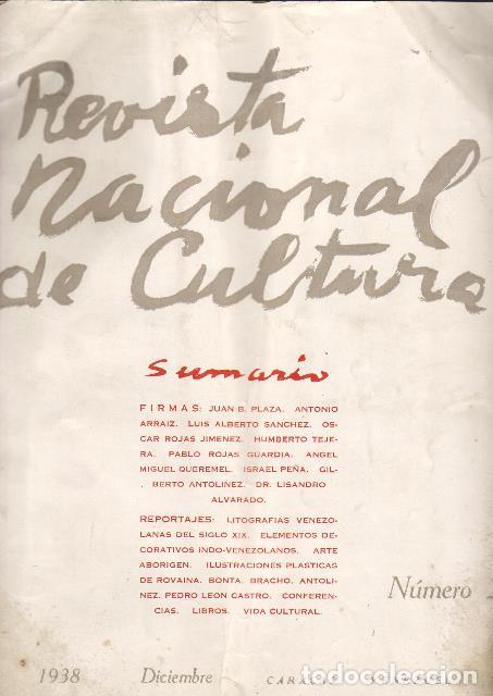 Libros: REVISTA NACIONAL DE CULTURA, n&ordm;2.- Con la colaboraci&oacute;n de &Aacute;ngel Miguel Querelme, Luis Alberto S&aacute;nche