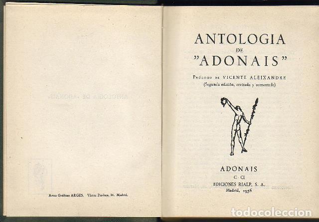 Libros: ANTOLOGIA DE ADONAIS. - Foto 1