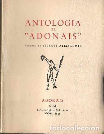 Libros: ANTOLOGIA DE ADONAIS.- Pr&oacute;logo de Vicente Aleixandre. - Foto 1