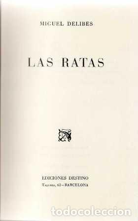 Libros: DELIBES, Miguel.- - Las ratas. Novela. - Foto 1