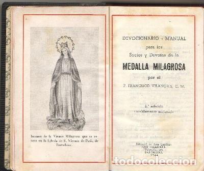 Libros: VILANOVA, P. Francisco.- - DEVOCIONARIO MANUAL PARA LOS SOCIOS Y DEVOTOS DE LA MEDALLA MILAGROSA.
