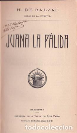 Libros: BALZAC, H. de.- - Juana la p&aacute;lida. - Foto 1