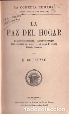 Libros: BALZAC, H. de.- - La paz del hogar. - Foto 1