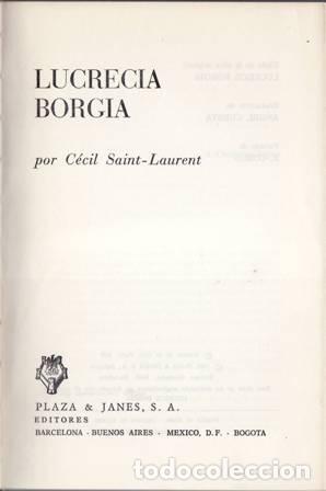 Libros: SAINT-LAURENT, C&eacute;cil.- - Lucrecia Borgia. - Foto 1
