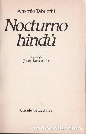 Libros: TABUCCHI, Antonio.- - Nocturno hind&uacute;. - Foto 1