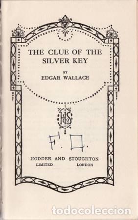 Libros: WALLACE, Edgar.- - The clue of the silver key. - Foto 1