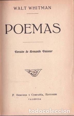 Libros: WHITMAN, Walt.- - Poemas. - Foto 1