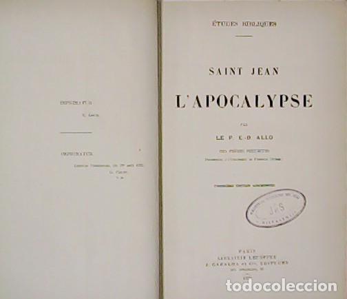 Libros: ALLO, E.-B.- - Saint Jean. L&acute;Apocalypse. - Foto 1