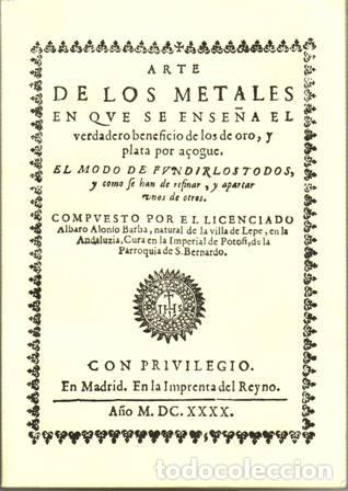 Libros: ALONSO BARBA, &Aacute;lvaro.- - Arte de los metales. - Foto 1