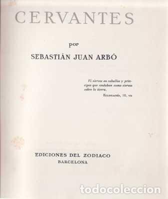 Libros: ARB&Oacute;. Sebasti&aacute;n Juan.- - Cervantes. - Foto 1