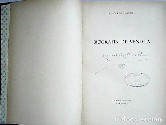Libros: AUN&Oacute;S, Eduardo.- - Biograf&iacute;a de Venecia. - Foto 1