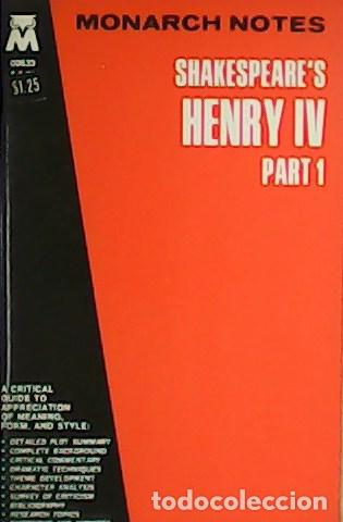 Libros: GREENEN, Joseph E.- - Monarch Notes Shakespeare&acute;s Henry IV. Part 1.