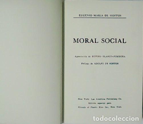 Libros: HOSTOS, Eugenio Mar&iacute;a de.- - Moral social. Pr&oacute;logo de Adolfo de Hostos. - Foto 1