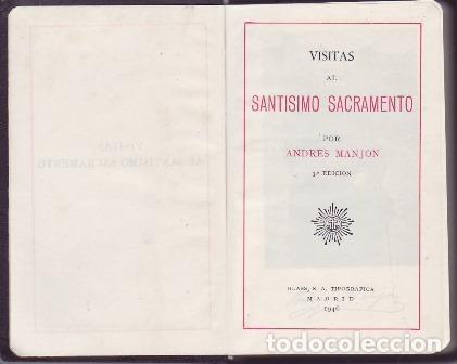 Libros: MANJON, Andr&eacute;s.- - Visitas al Sant&iacute;simo Sacramento. - Foto 1