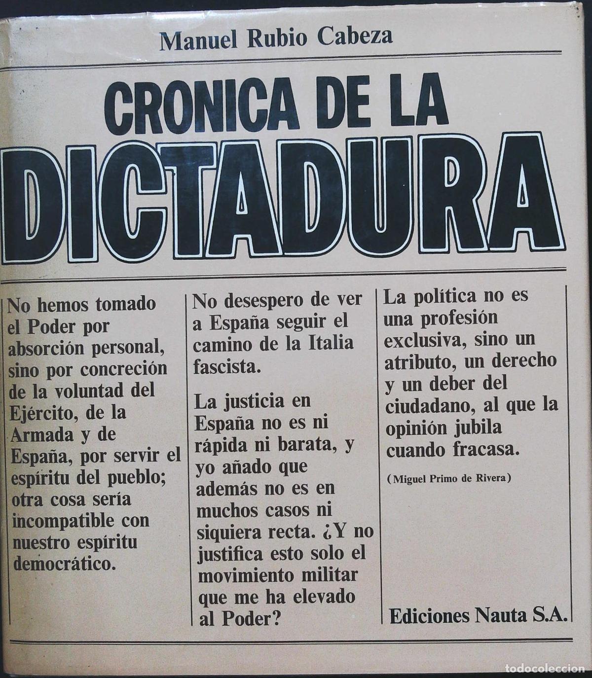 Libros: MANUEL, Rubio Cabeza.- - Cr&oacute;nica De La Dictadura De Primo De Rivera, - Foto 1