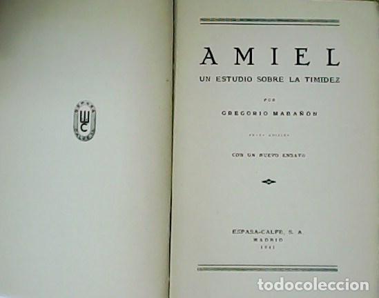 Libros: MARA&Ntilde;&Oacute;N, Gregorio.- - Amiel. Un estudio sobre la timidez. - Foto 1