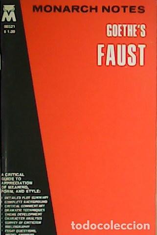 Libros: MONTGOMERY, Paul.- - Monarch Notes Goethe&acute;s Faust. - Foto 1
