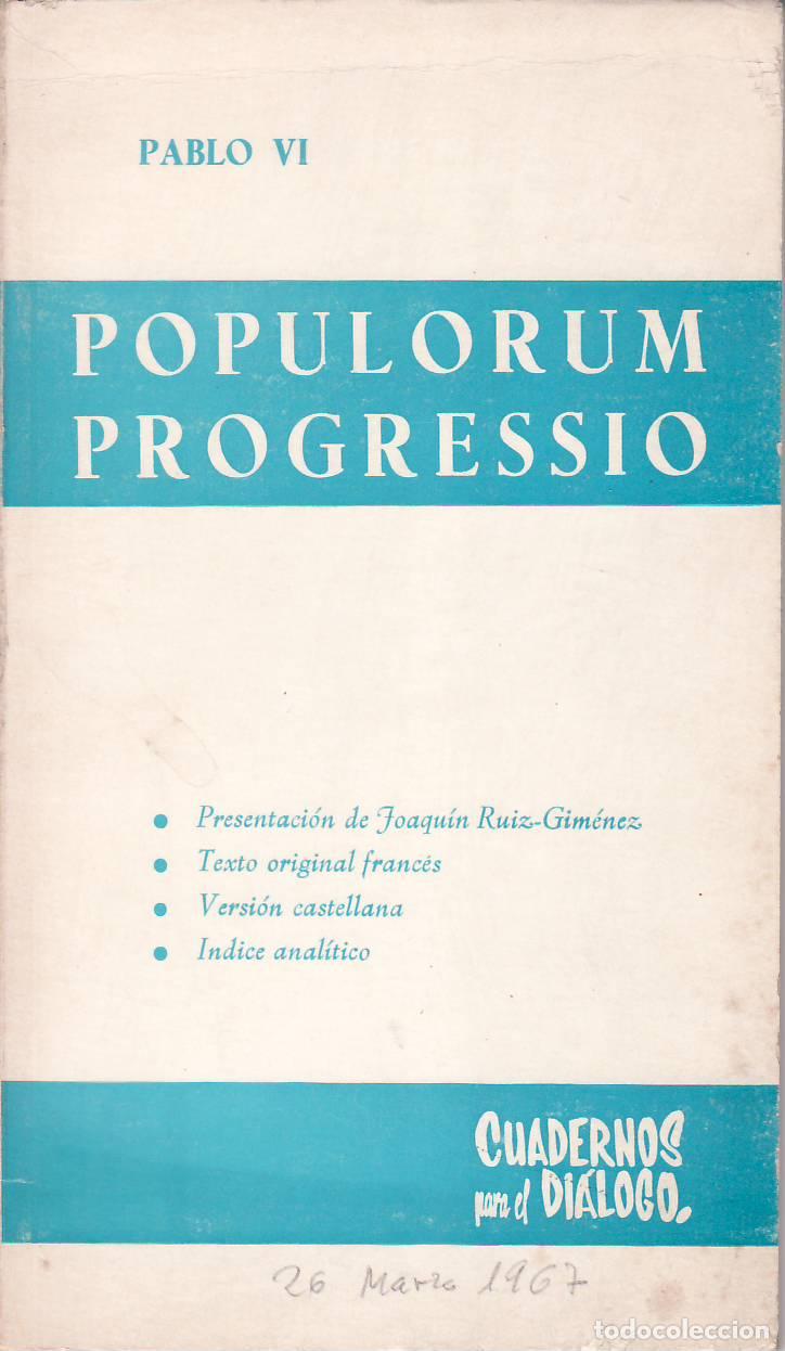 Libros: PABLO VI.- - Populorum Progressio. El desarrollo de los pueblos. - Foto 1
