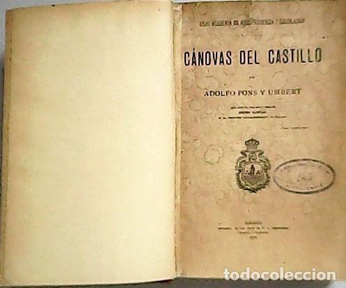 Libros: PONS y UMBRET, Adolfo.- - C&aacute;novas del Castillo. - Foto 1