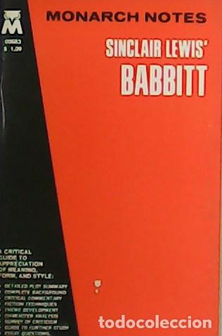 Libros: WINANS, Edward - Monarch Notes Sinclair Lewis Babbitt. - Foto 1