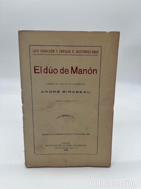 Libros: GABALD&Oacute;N, Luis. GUTI&Eacute;RREZ ROIG, E. F. - El d&uacute;o de Man&oacute;n. - Foto 1
