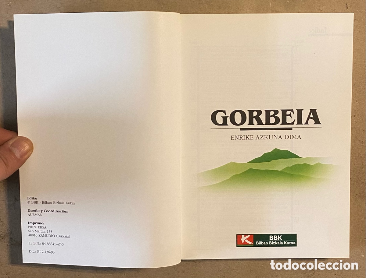Libros: GORBEIA. ENRIKE AZKUNA DIMA. EDITA BBK 1993. - Foto 2