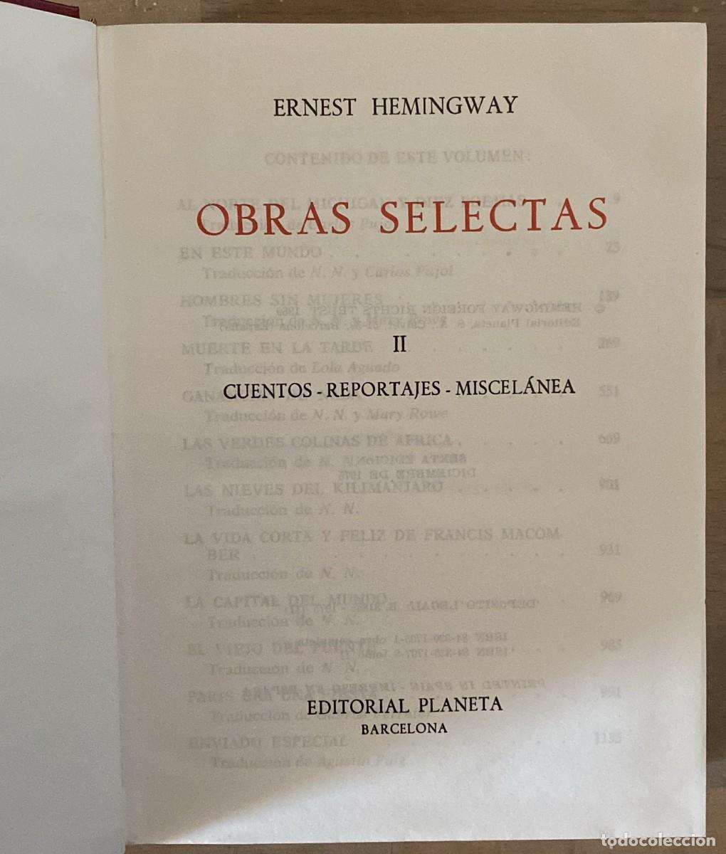 Libros: Obras selectas II - E. Hemingway - Foto 2