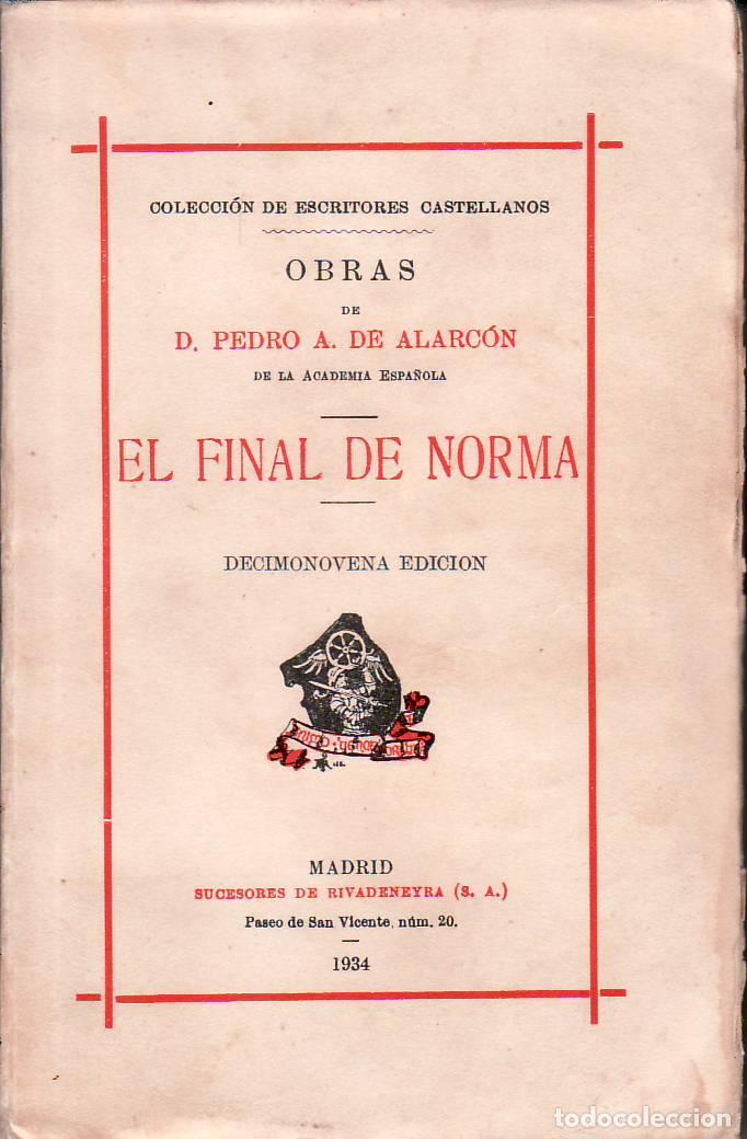 Libros: ALARCON, Pedro Antonio de.- - El final de Norma. Novela. - Foto 1