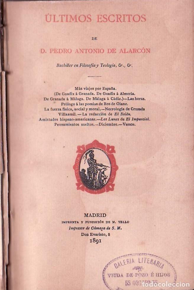 Libros: ALARCON, Pedro Antonio de.- - &Uacute;ltimos escritos. - Foto 1