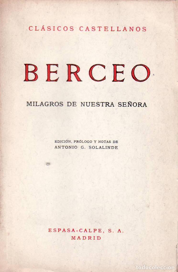 books: BERCEO.- - Milagros de Nuestra Se&ntilde;ora. Pr&oacute;logo de A. G. Solalinde.
