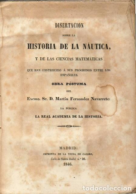 Libros: FERN&Aacute;NDEZ NAVARRETE, Mart&iacute;n.- - Disertaci&oacute;n sobre la Historia de la na&uacute;tica y de las ciencias matem&aacute;