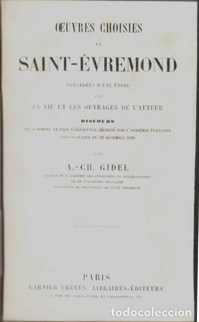 Libros: GIDEL, A.-CH.- - Oeuvres choisies de Saint-&Eacute;vremond. - Foto 1