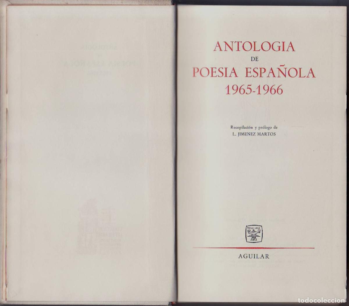 books: JIMENEZ MARTOS, Luis.- - Antolog&iacute;a de poes&iacute;a espa&ntilde;ola 1965-1966. Selecci&oacute;n y pr&oacute;logo de...