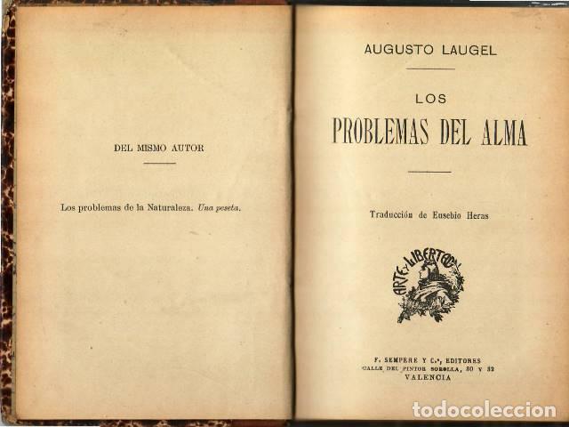 Libros: LAUGEL, Augusto.- - Los problemas del alma. Traduci&oacute;n de Eusebio Heras. - Foto 1