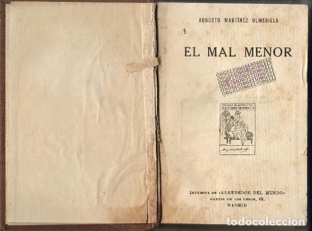 Libros: MARTINEZ OLMEDILLA, Augusto.- - El mal menor. Novela. - Foto 1