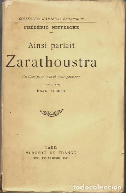 Libros: NIETZSCHE, Fr&eacute;d&eacute;ric.- - Ainsi parlait Zarathoustra. - Foto 1