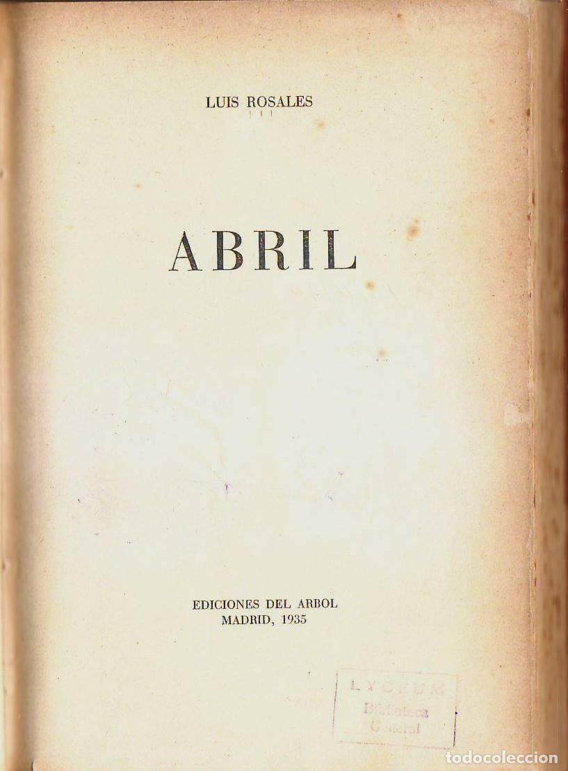 Libros: ROSALES, Luis.- - Abril. Poes&iacute;a. - Foto 1