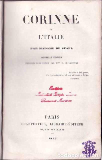 Libros: STAEL, Madame de.- - Corinne. - Foto 1