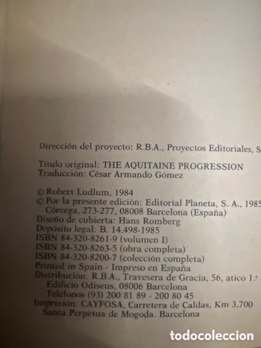 Libros: T2/B2/108. La Progresi&oacute;n de Aquitania (I) Robert Ludlum - Foto 4
