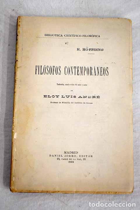 Libros: Fil&oacute;sofos contempor&aacute;neos.- Hoffding, Harold
