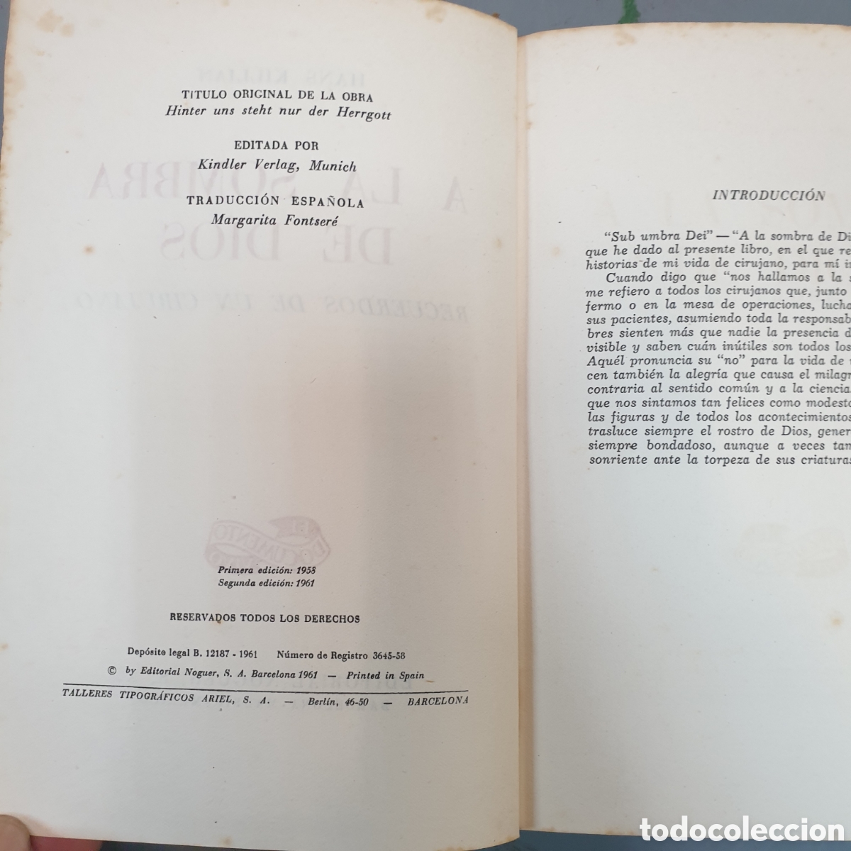 Libros: A LA SOMBRA DE DIOS RECUERDOS DE UN CIRUJANO 1958 - Foto 3