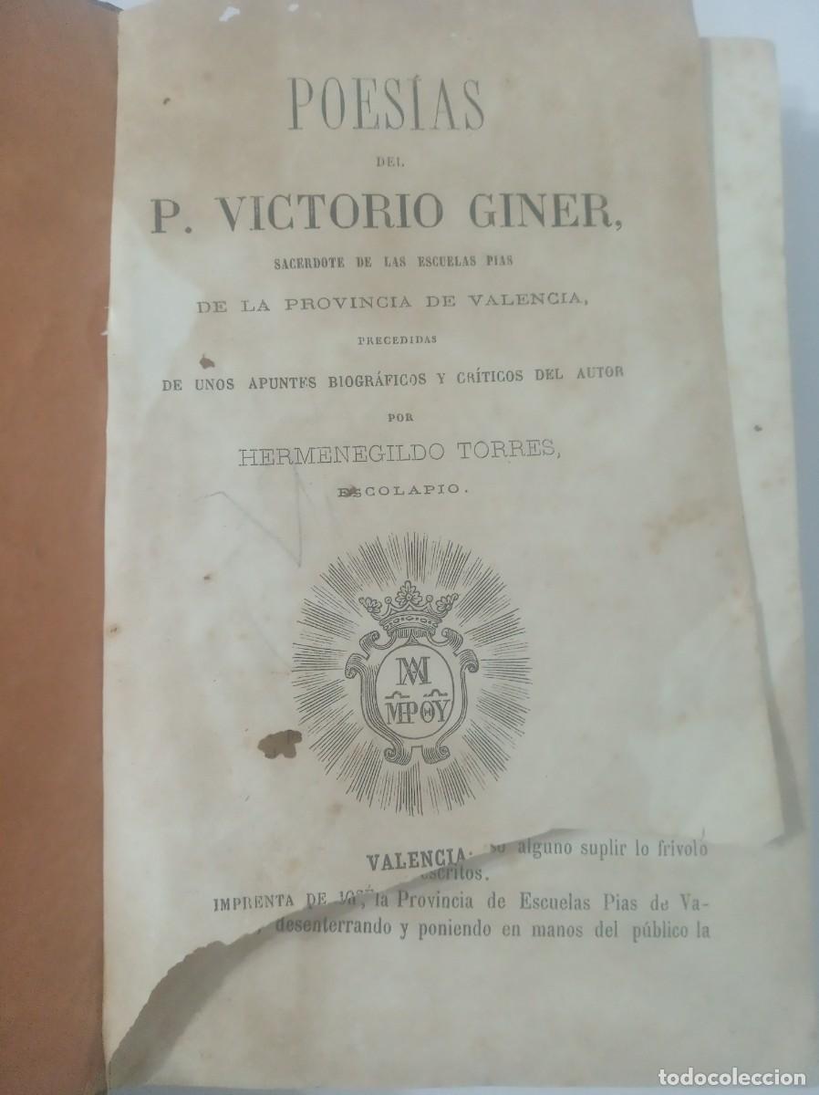 Libros: POESIAS ( P. VICTORIO GINER, 1873 ) - Foto 2