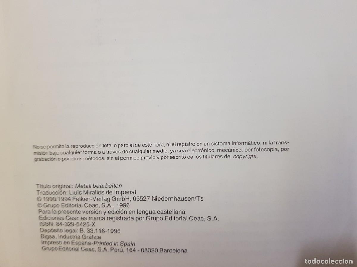 Libros: IMPECABLE - TRABAJOS EN METAL - OTTO MAIER - ED. CEAC (ILUST) - Foto 15