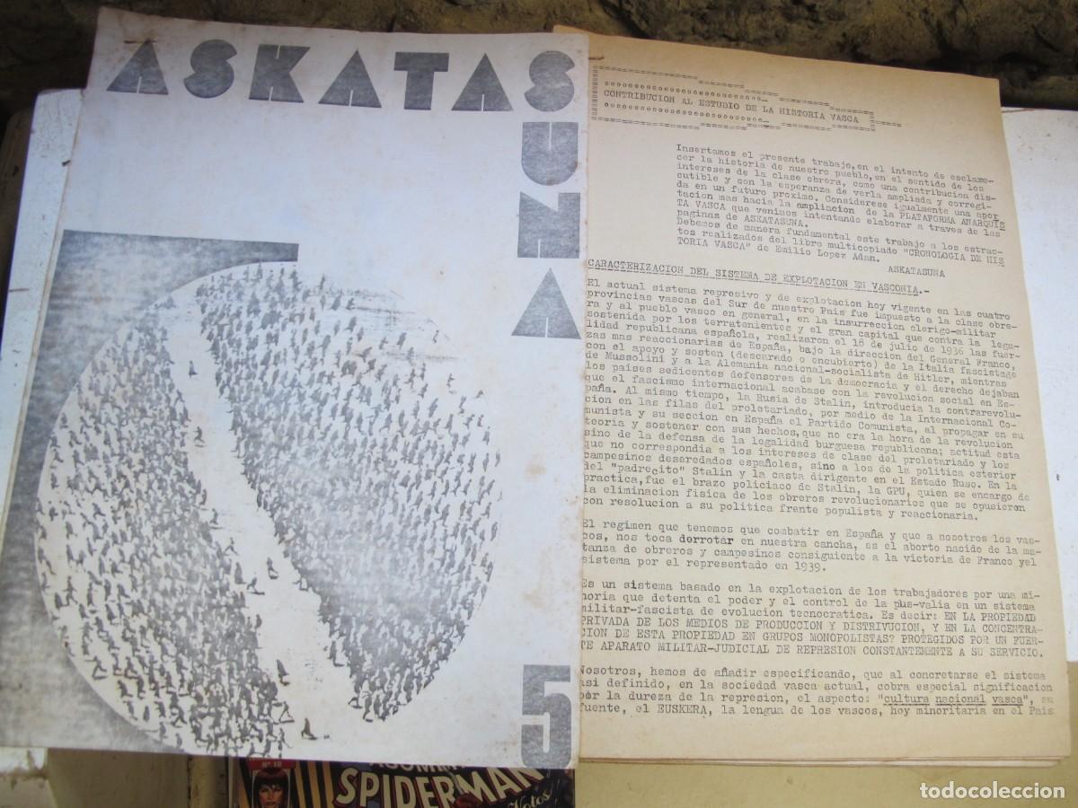 Libri di seconda mano: ASKATASUNA 5. CONTRIBUCION AL ESTUDIO DE LA HISTORIA VASCA . ANARQUISMO PANFLETO EXILIO , UNA 30 PAG