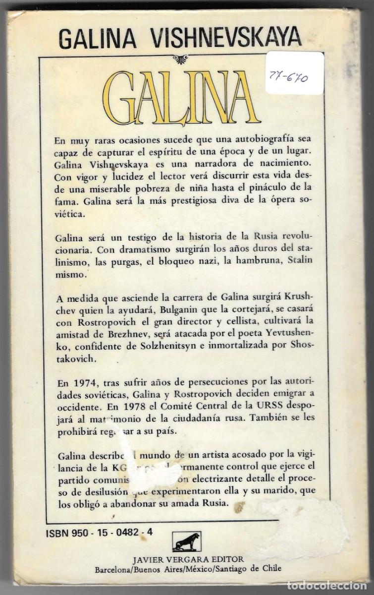 Libros: Libro. Galina. Javier Vergara. ref. 27-670 - Foto 2