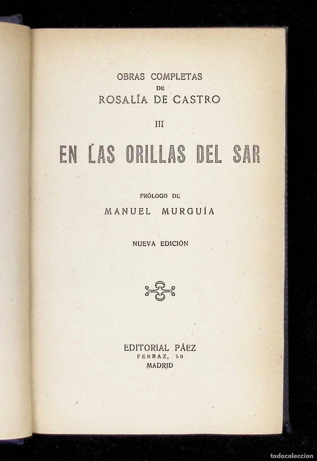 Libros: EN LAS ORILLAS DEL SAR. - CASTRO, Rosalia de. - Foto 1