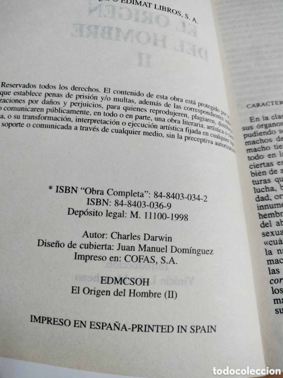 Libros: El origen del hombre II - Charles Darwin - Foto 2