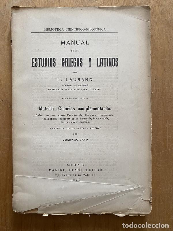 Livros em segunda m&atilde;o: Manual de los estudios griegos y latinos vii. Literatura latina. Metrica, ciencias complementarias -